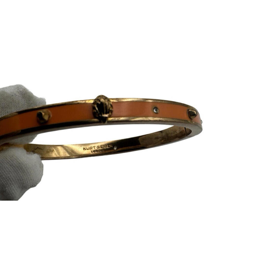 Kurt Geiger Enamel Bangle Bracelet Orange Gold Tone - Picture 2 of 7
